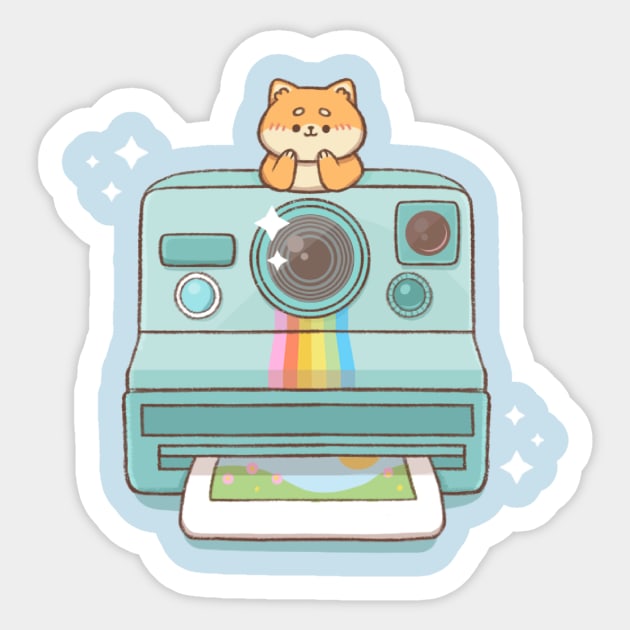 Doggy on Retro Vintage Camera Sticker by Kukoo.Kat